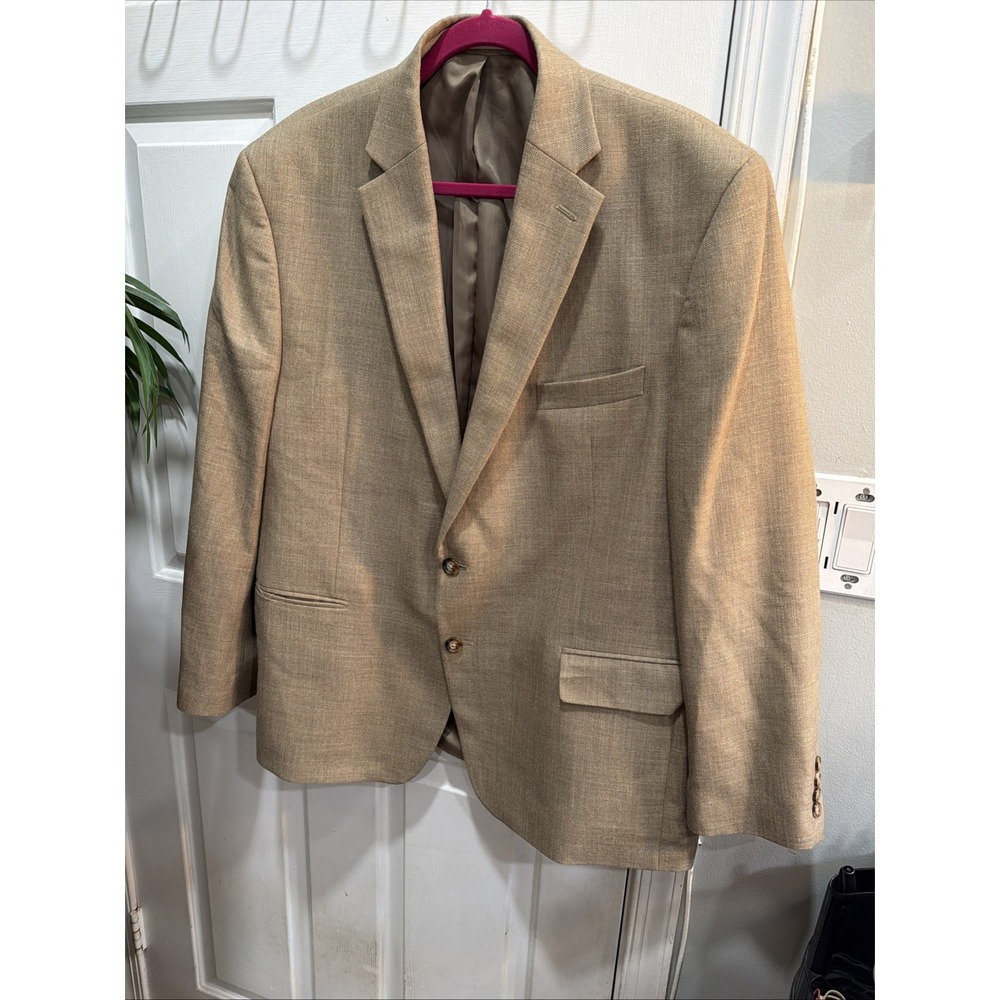 Lauren Ralph Lauren Blazer Vintage 46 R Carmel Polyester Suit Jacket Sport Coat - Picture 4 of 14